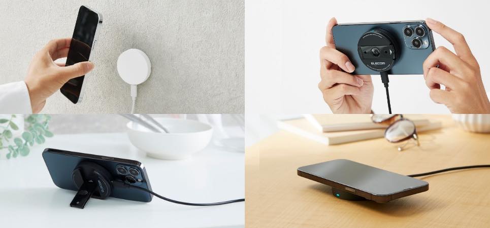 エレコム、マグネットで｢iPhone｣の背面に取り付け可能なワイヤレス充電器を発表 − 壁や卓上に簡易固定も可能