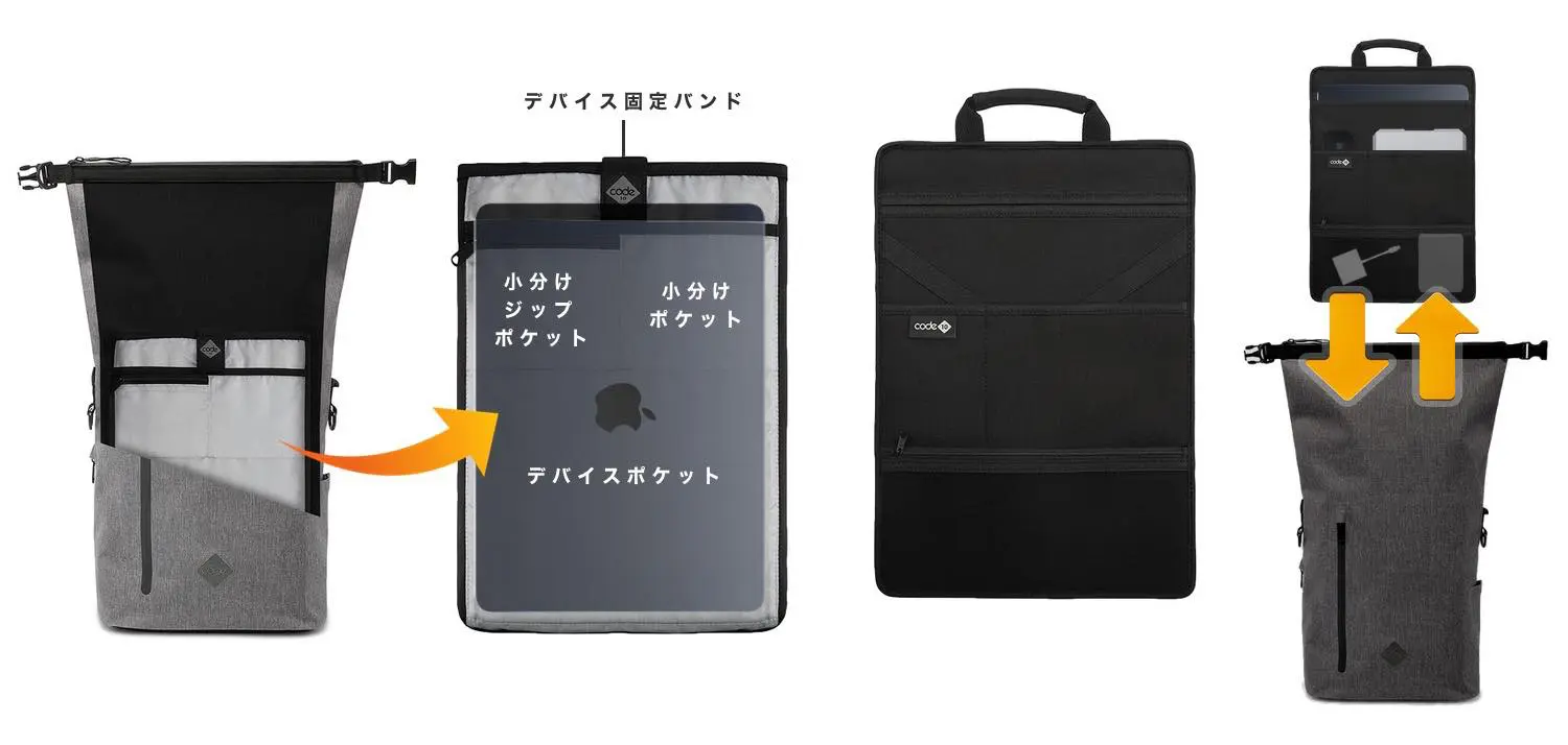 MacBook Pro 16インチ｣も収納可能で二重の防水仕様が施された