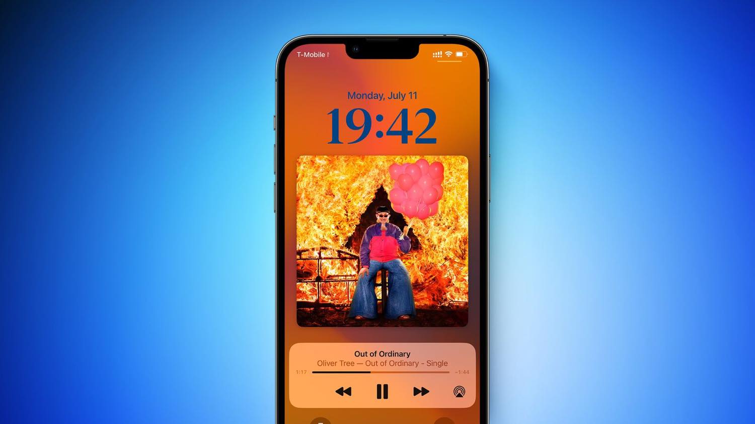｢iOS 16｣の最新ベータ版でロック画面のミュージックプレーヤーがフルスクリーンに