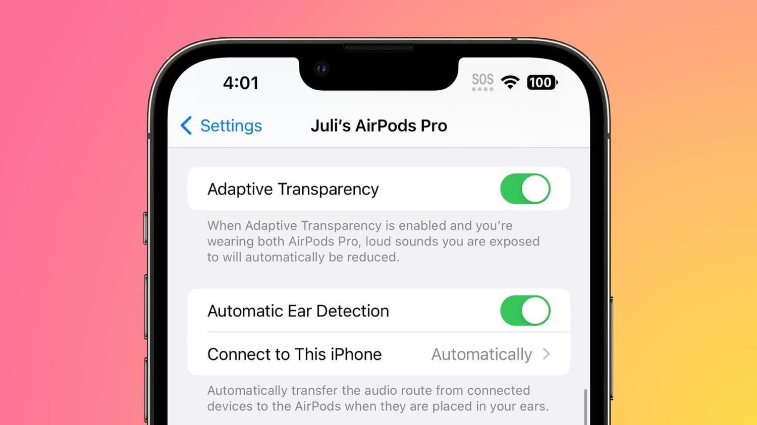 ｢iOS 16.1 beta 4｣では｢AirPods Pro (第1世代)｣や｢AirPods Max｣で適応型環境音除去機能のオプションが表示されるバグが修正される