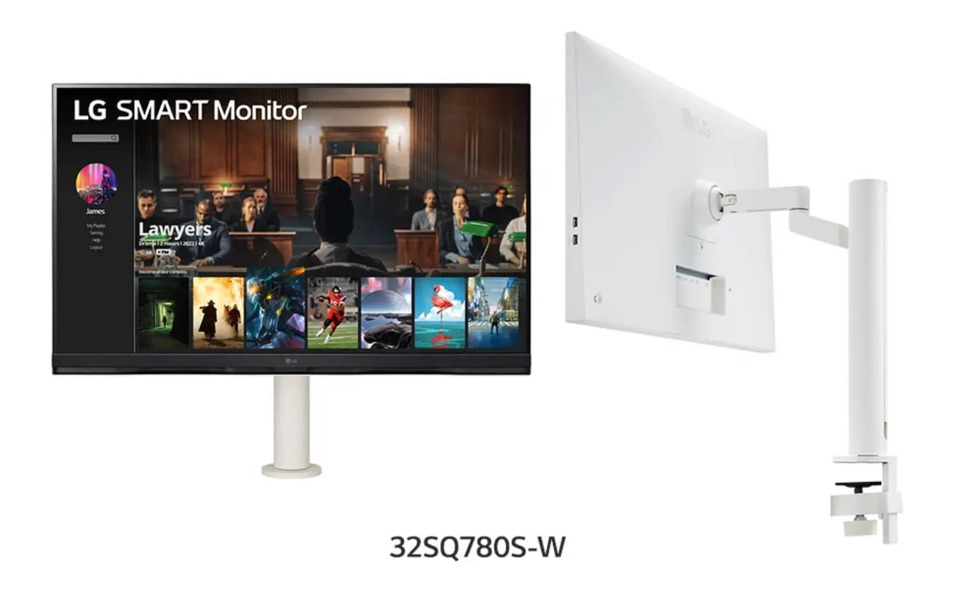 大人気商品 LG SMART Monitor 32SQ780S-W モニターアーム付き - 通販