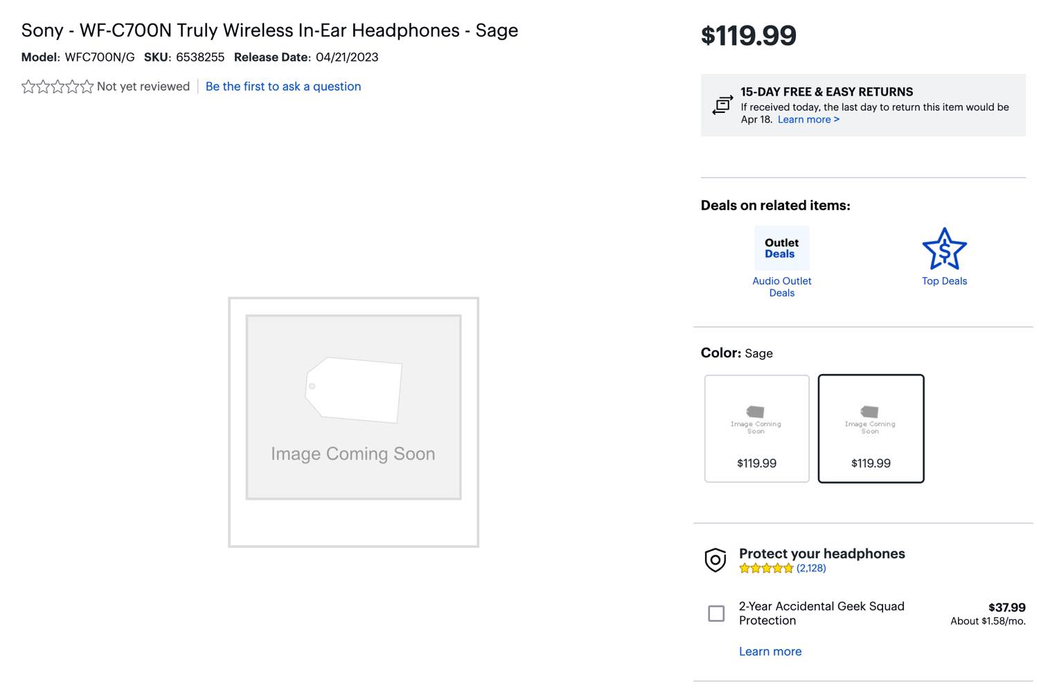 ソニーの新型ワイヤレスイヤホン｢WF-C700N｣が早くも米国の量販店に登場 ｰ 120ドルで4月21日に発売予定