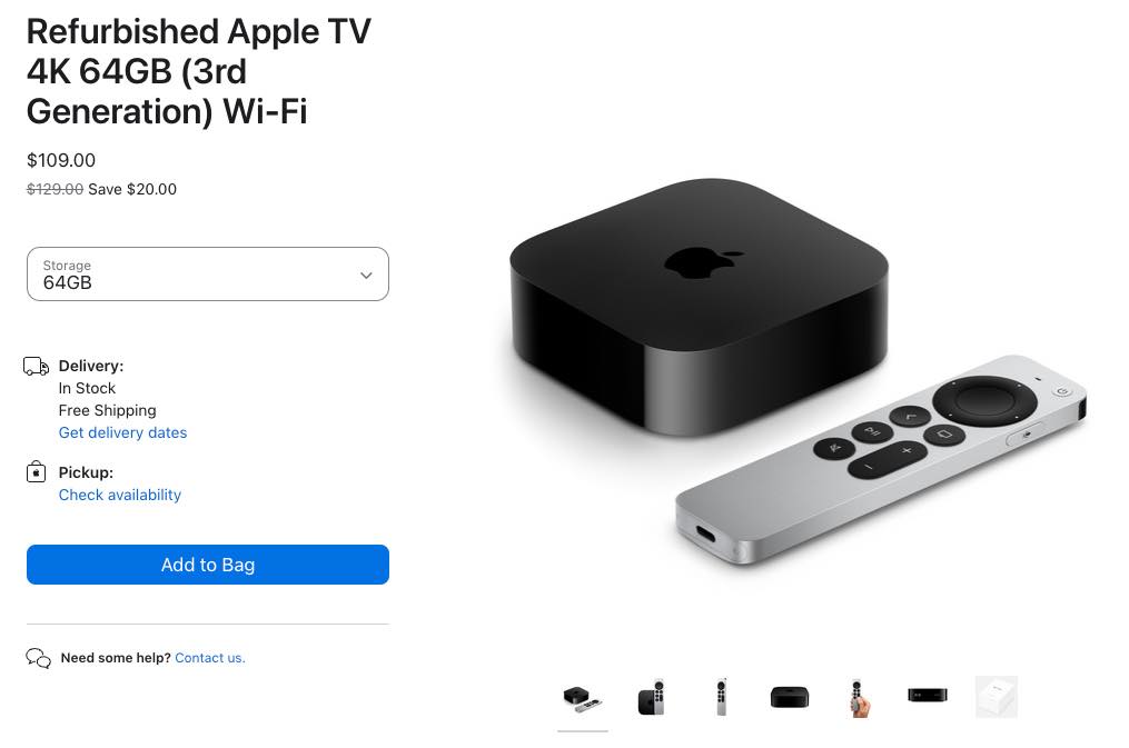 Apple、米国で｢Apple TV 4K (第3世代)｣の整備済み品を販売開始