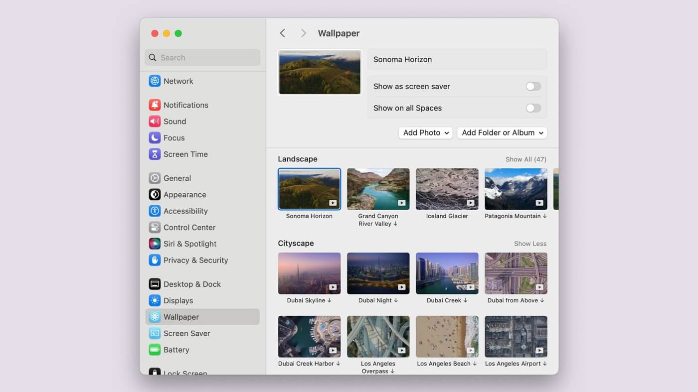 ｢macOS Sonoma 14 beta 7｣では100種類以上の空撮映像の壁紙とスクリーンセーバーが利用可能に