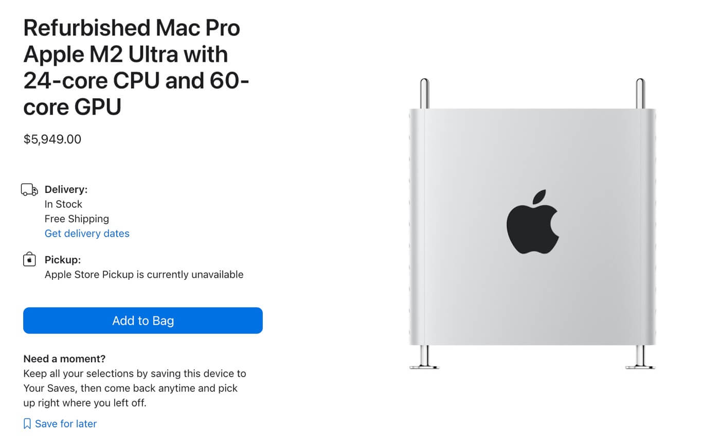 Apple、米国でM2 Ultraチップ搭載｢Mac Pro (2023)｣の整備済み品を販売開始