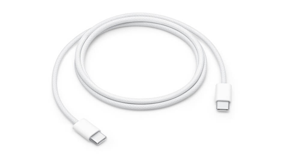 ｢iPhone 15｣シリーズに同梱されるのはやはり1mでホワイトカラーの｢USB-C充電ケーブル｣か