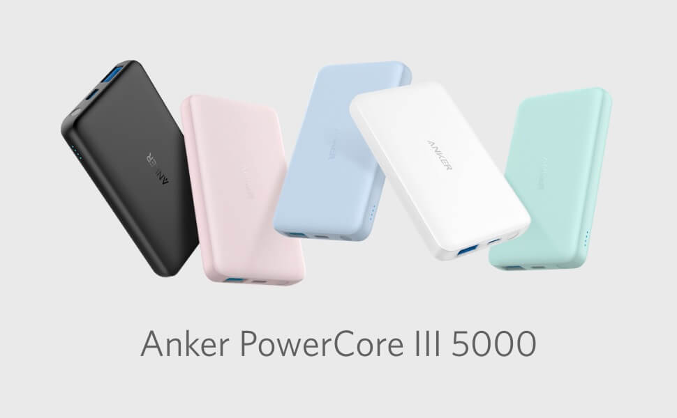 Anker、小型・薄型設計のモバイルバッテリー｢Anker PowerCore III 5000｣の新色ピンク・グリーン・パープルを発売