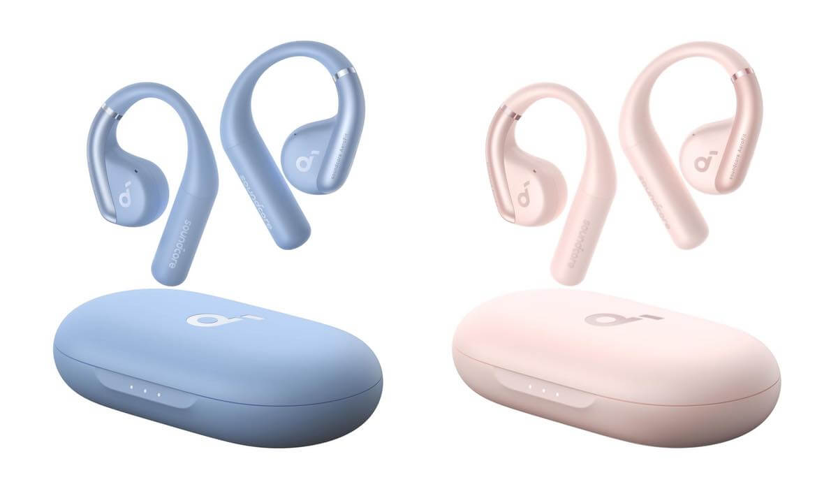 Anker、オープンイヤー型のワイヤレスイヤホン｢Soundcore AeroFit｣のグレイッシュブルーとピンクの新カラーモデルを発売