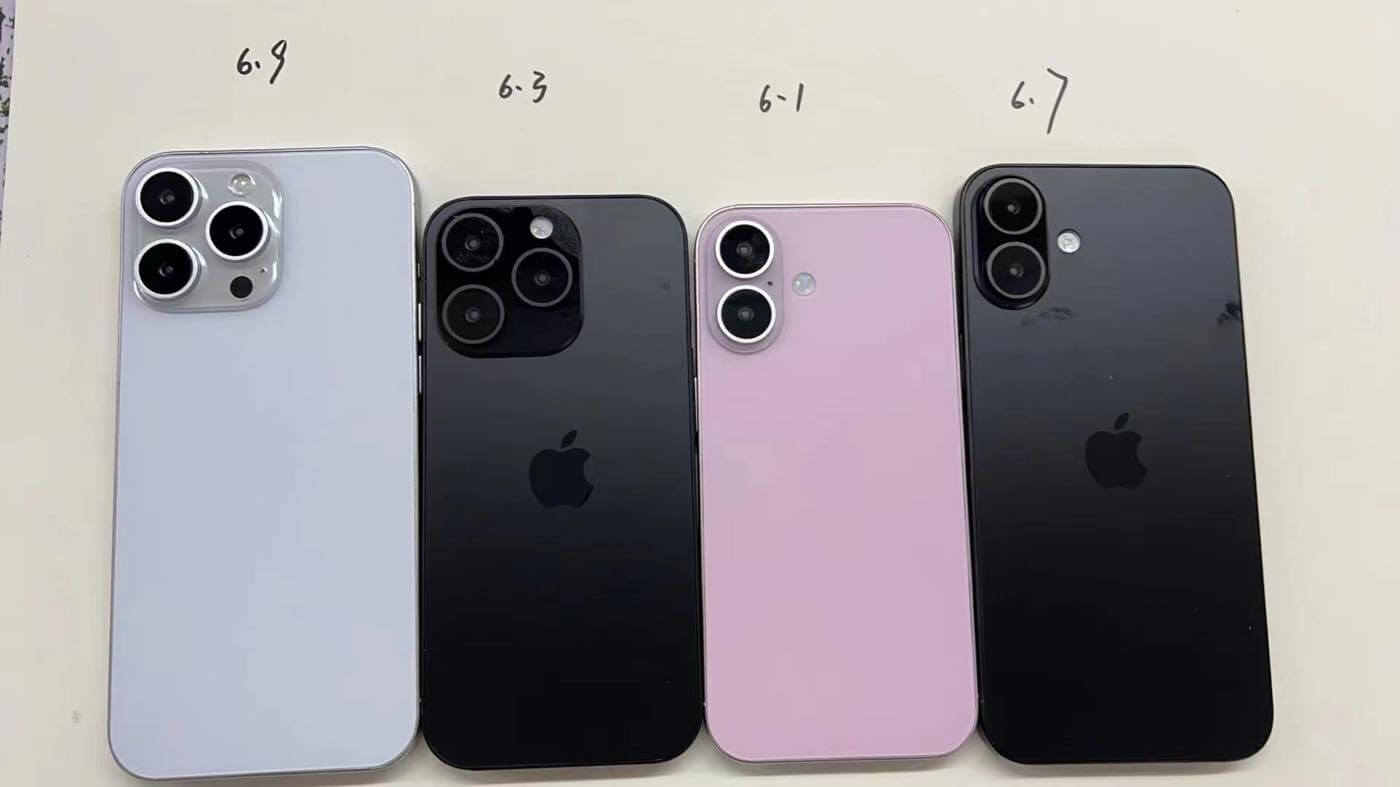 ｢iPhone 16｣シリーズの本体サイズの違いが良く分かる新たなダミーモデルの画像
