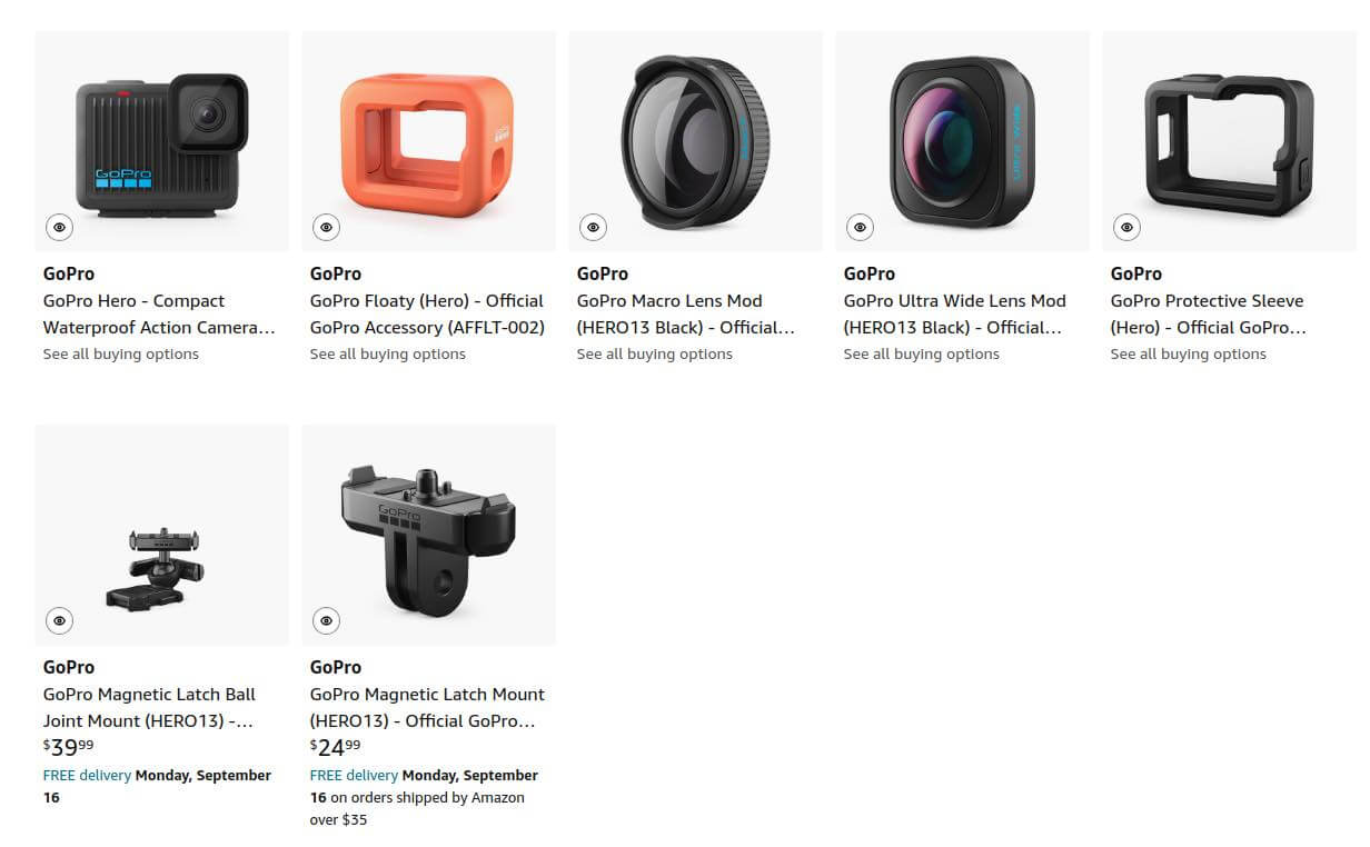 GoProの新型アクションカメラ｢GoPro HERO13 Black｣と｢GoPro HERO｣の情報を米Amazonがフライングで公開