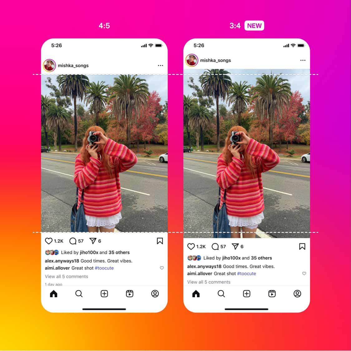 Instagram、3:4のアスペクト比の写真をサポート