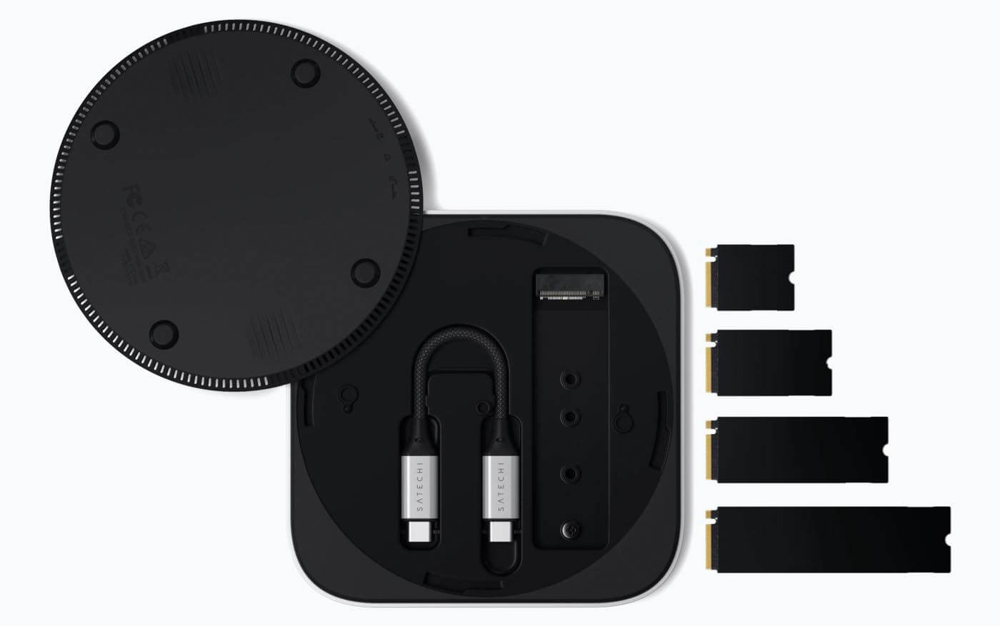 SatchiがM4搭載「Mac mini」向けのM.2 NVMe SSDエンクロージャーを発表|USB4接続で最大8TBまでのM.2 NVMe SSDを搭載可能