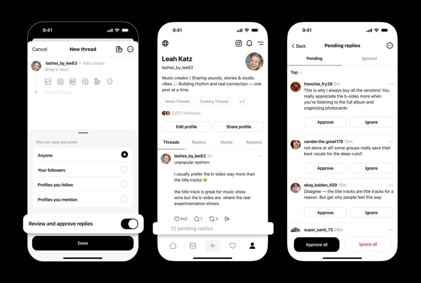 Threadsで投稿への返信を承認後に表示出来る返信承認機能などが利用可能に
