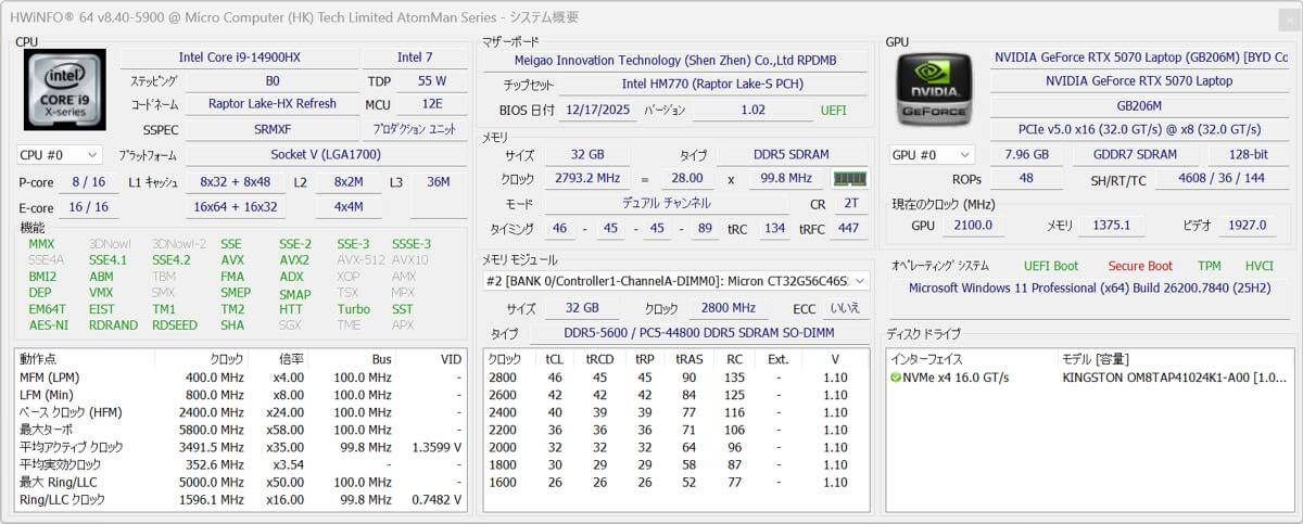 【レビュー】GeForce RTX 5070 Laptop搭載の超薄型ゲーミングPC「Minisforum AtomMan G7 Pro」をチェック