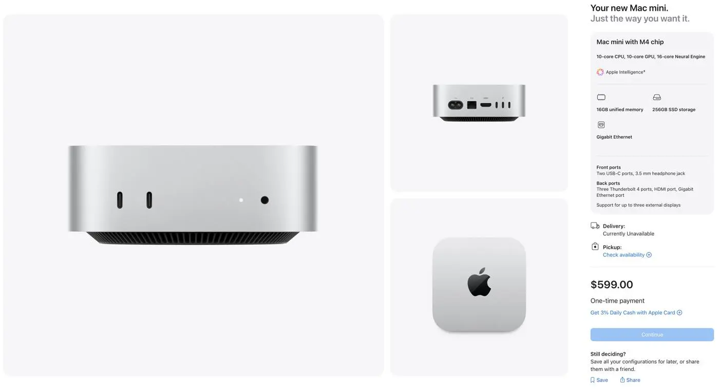 Mac mini｣、標準構成モデルが注文不可に | 気になる、記になる…