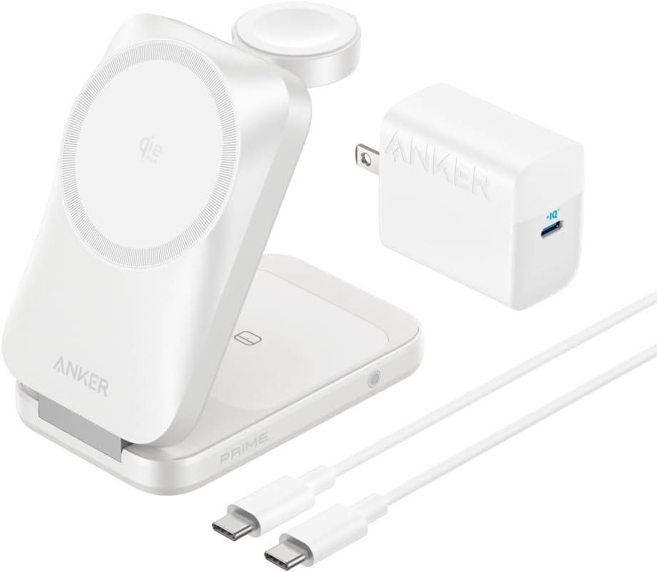 AnkerのQi2 25W対応 & 冷却ファン内蔵の3-in-1ワイヤレス充電器にホワイトモデルが登場 ー 初回数量限定で20%オフに