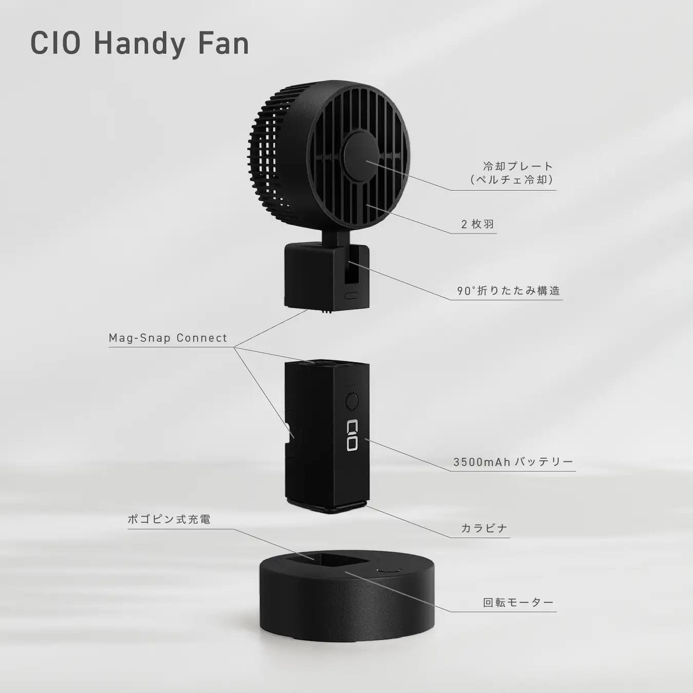 CIO、、手持ち・首掛け・卓上使用に対応＆USB-Cコネクタ内蔵モバ充としても利用可能なハンディファン「CIO Handy Fan」のクラファンを開始