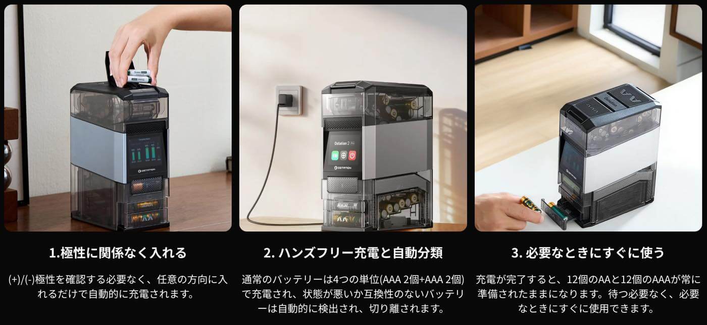 SwitchBot、単3・4形充電池のテスター・充電器・保管が1つになったスマートバッテリー充電器「Ostation 2」シリーズをまもなく発売へ