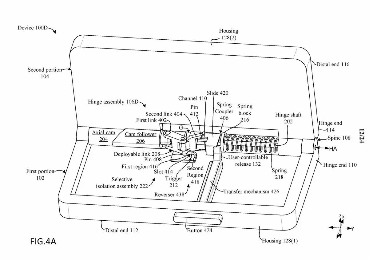 Microsoftは折りたたみ式スマホの欠点の一つを解決しかけていた模様 ｰ スプリング式ヒンジ設計に関する新たな特許が明らかに