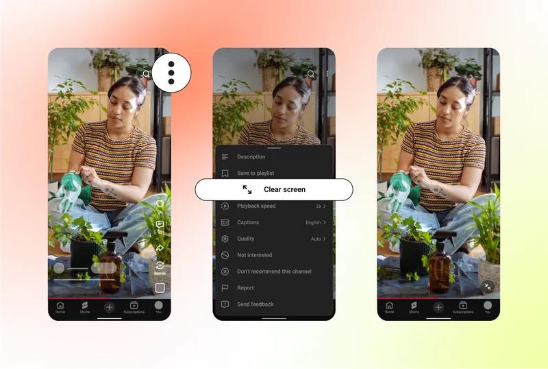 YouTube、ショート動画に複数の新機能を導入 ｰ 2倍速再生や不要な要素を非表示にするクリアスクリーンなど