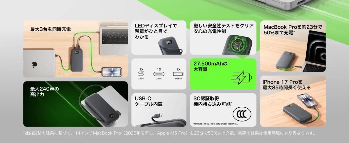 Belkin、ノートPCにも対応する大容量・高出力モバイルバッテリー2製品を発売