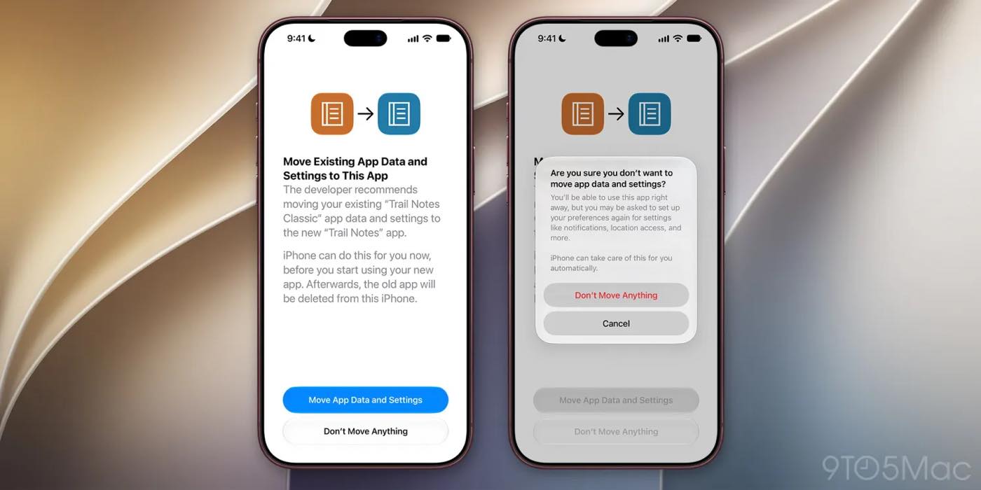 「iOS 27.2」では古いアプリから後継アプリにデータや設定を移行する機能が利用可能へ