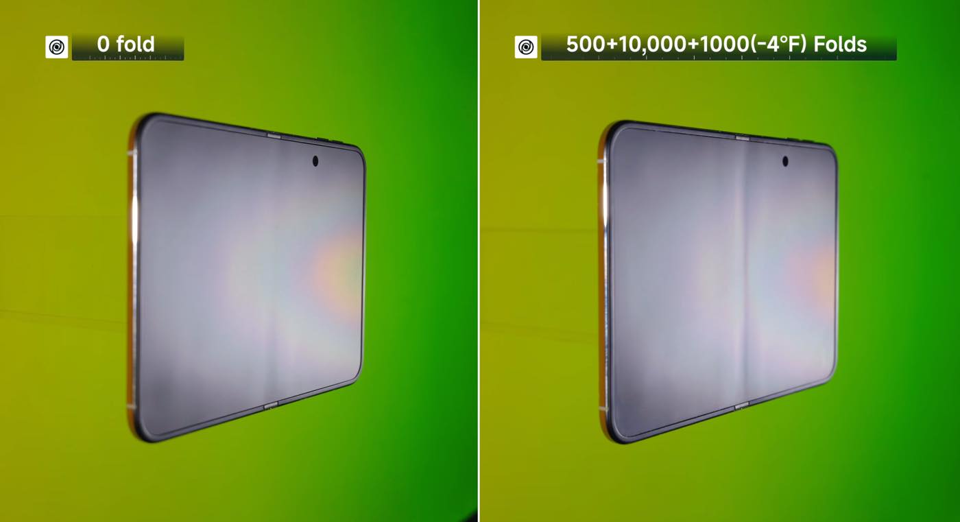 「iPhone Duo」を手動で500回、機械で11,000回開閉した後の折り目は??